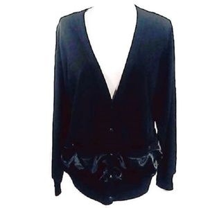Miss Chievous Black Cardigan Sweater Satin Pockets